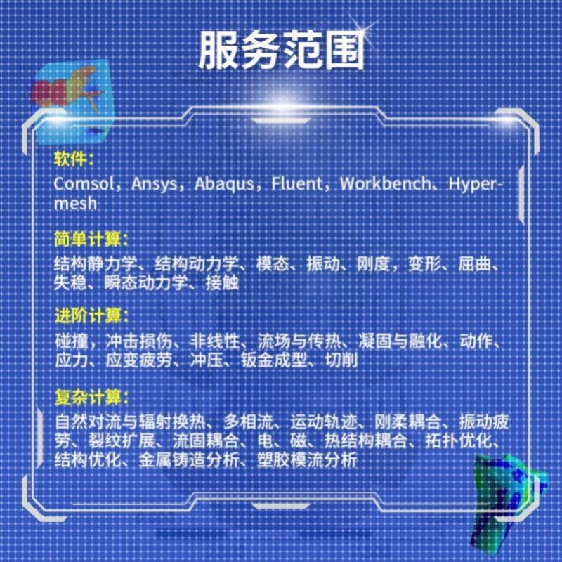 有限元代做 fluent Ansys Adams comsol Abaqus CFD edem仿真分析