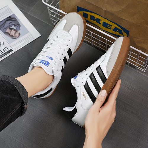 德训鞋男三条杠莆田正版休闲板鞋2025春季黑白情侣百搭潮鞋小白鞋