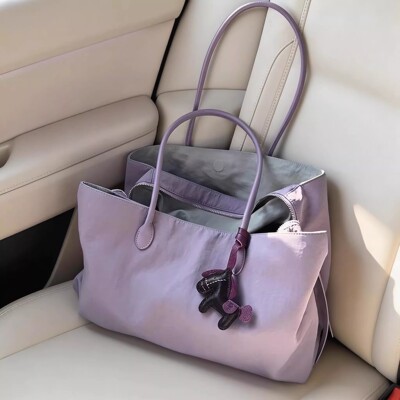 2026春夏新款小众撞色轻便出行尼龙托特包多隔层电脑大容量单肩包