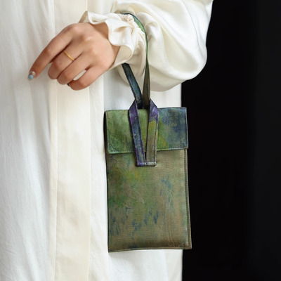 香云纱三层手腕手提手机包新中式汉服桑蚕丝宋锦文艺简约百搭女包