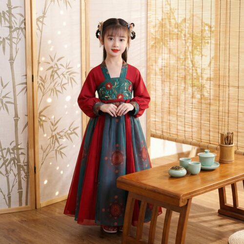 女童汉服刺绣齐胸襦裙表演服