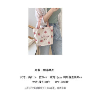 包包女2021新款小包日文桃子手提帆布包少女零食便当小包手提袋