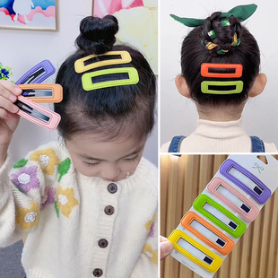 儿童新收碎发神器pu皮质大方夹简约刘海夹时尚bb夹后脑勺发卡发夹