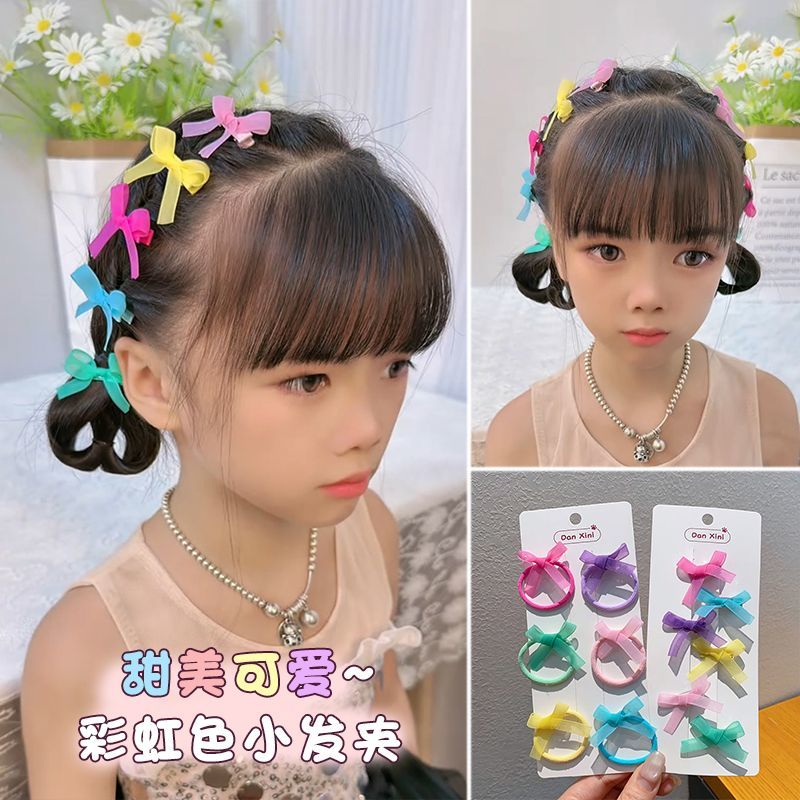 女童夏多巴胺彩色果冻纱迷你蝴蝶结发夹发绳韩系甜美刘海碎小发卡