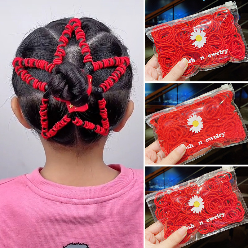 2026新年儿童红色皮筋中国红发绳女童宝宝日常扎头发小皮筋拇指圈,童装/婴儿装/亲子装,发饰,淘宝优惠券,粉丝福利购,淘宝优惠卷