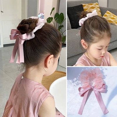 女童经典款雪纱飘带蝴蝶结大肠圈发圈甜美可人丝带多层蝴蝶结发饰