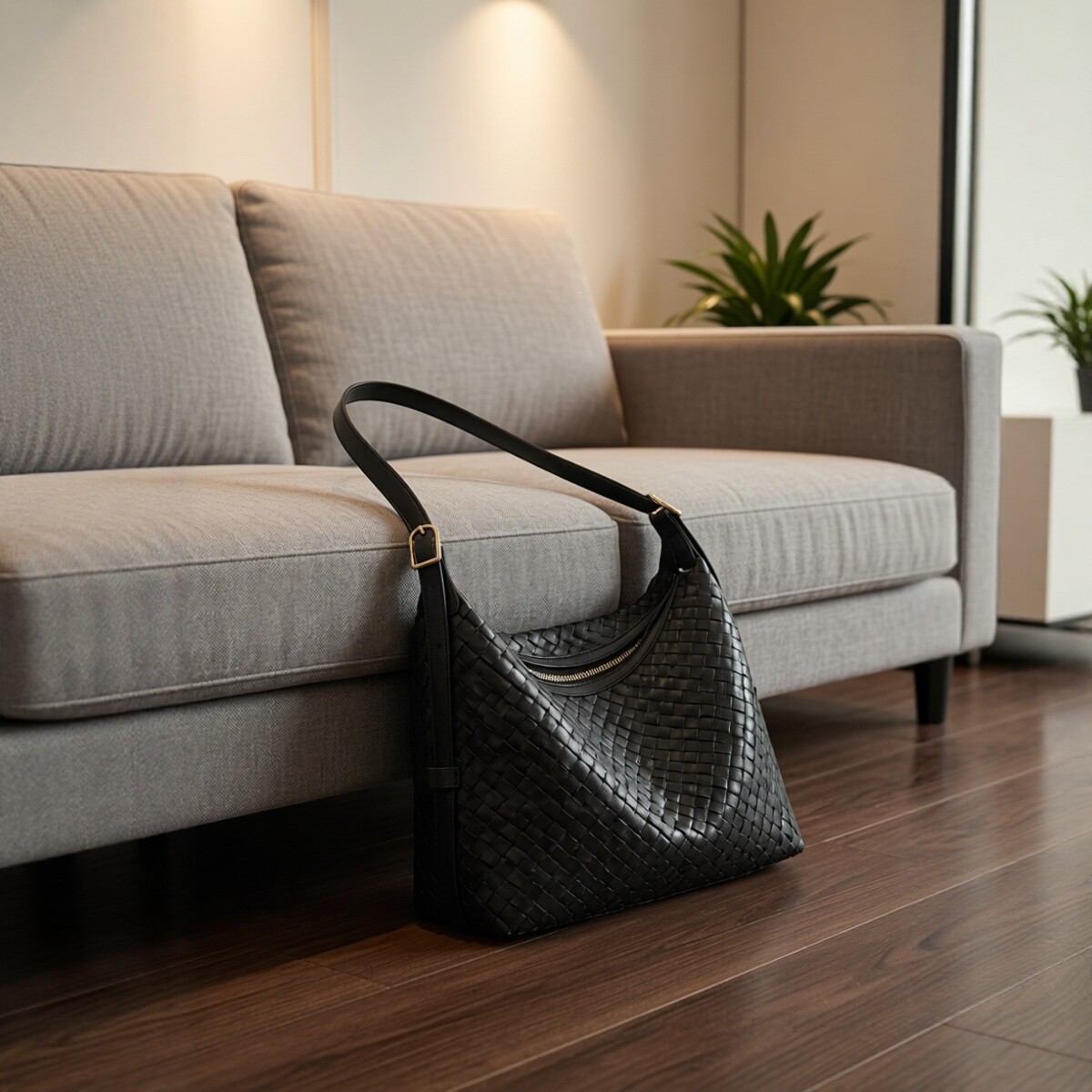 2026新款复古风编织托特包可拆肩带单肩手提包高级感大容量黑色包