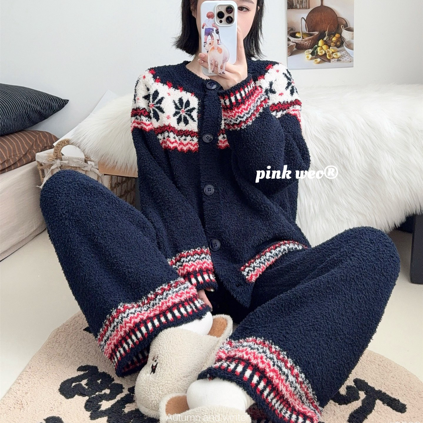 复古花纹软绵绵加厚半边绒开衫睡衣套装女冬宽松甜美可外穿家居服,女士内衣/男士内衣/家居服,睡衣/家居服套装,淘宝优惠券,粉丝福利购,淘宝优惠卷