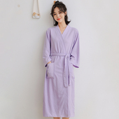 2025夏季 吸水速干定制华夫格浴衣 毛巾料韩版 新款 酒店可穿浴袍女款