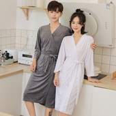 比纯棉吸水速干 睡袍男夏季 浴袍女长款 家用毛巾料情侣一对酒店薄款