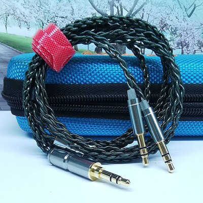 4股银铂丝高解析耳机线 双 3.5双2.5插头4.4平衡头戴式耳机线材
