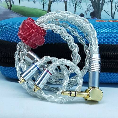 八股轻便款银线mmcx0.78针3.5弯插头短耳机线 蓝牙耳放配机发烧线