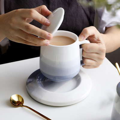 陶瓷马克杯水杯带盖勺礼盒装送礼 喝水茶杯咖啡杯牛奶杯子情侣杯