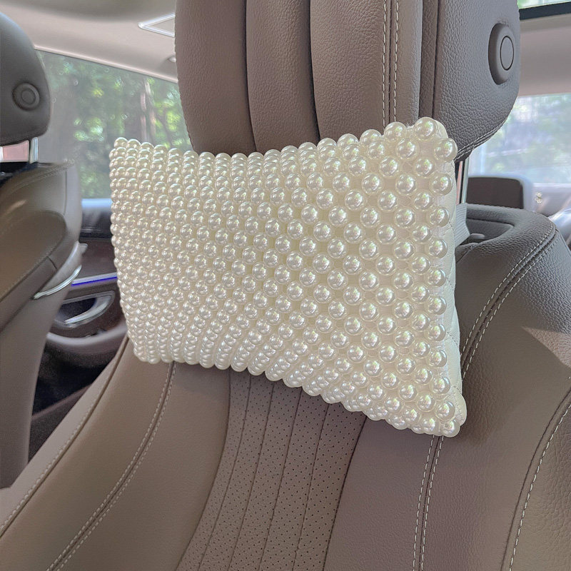 珍珠汽车头枕车载专用座椅靠枕车内装饰四季可爱车用驾驶护颈枕头