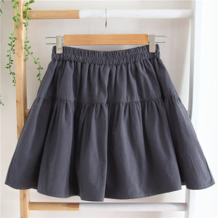 2025拼接棉麻半身裙小短裙春夏女新款 高腰a字裙蓬蓬裙休闲裙子a字