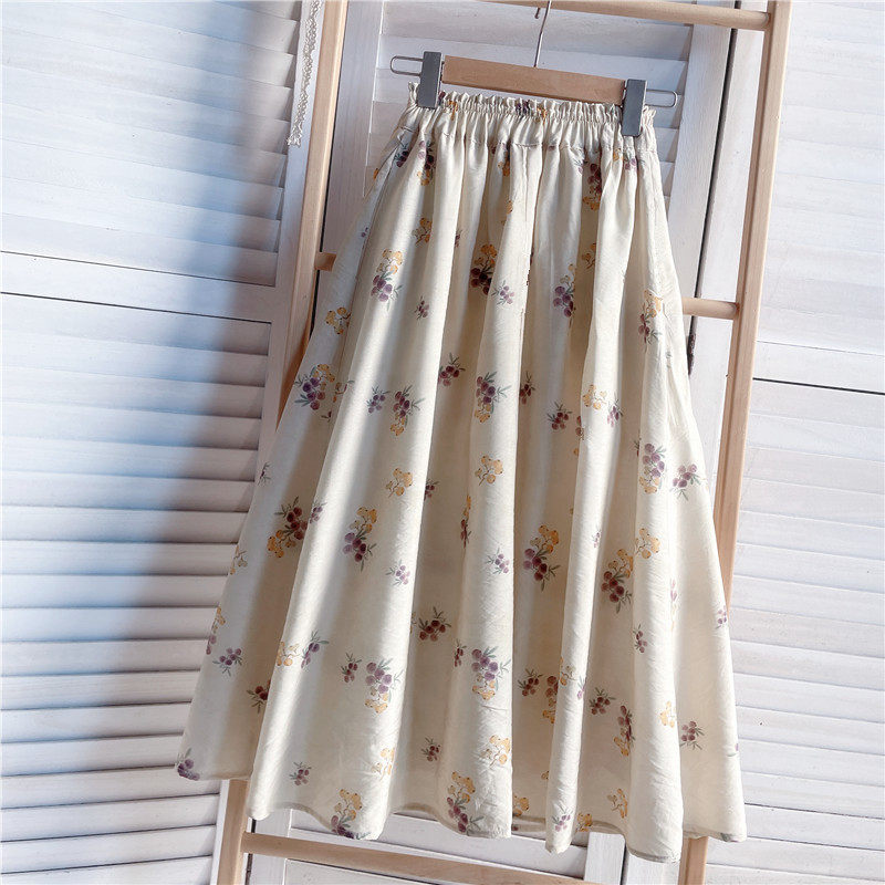 2025自制高端杏色印花高腰a字半身裙子女春夏薄款柔软口袋中长款,女装/女士精品,半身裙,淘宝优惠券,粉丝福利购,淘宝优惠卷