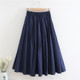 2026年夏季 纯棉布料柔软半身裙长裙子女百褶裙a字伞裙藏青色 新款