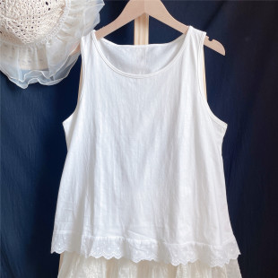 吊带上衣纯色棉质极简约风百搭外穿内搭 花边背心无袖 2026夏季 新款