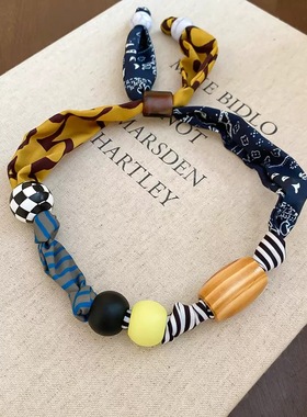 美拉德趣味拼接布艺项链高端2025