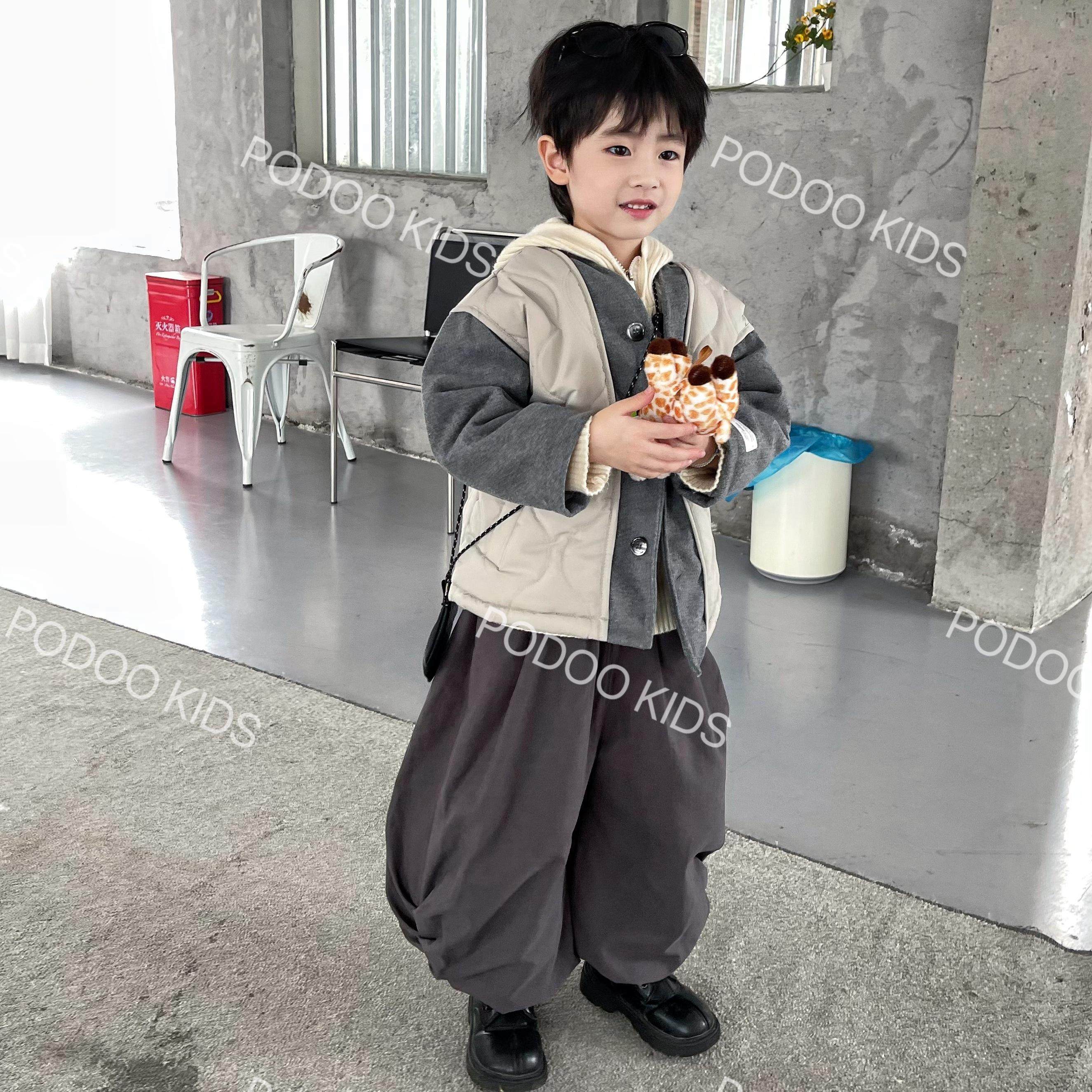 冬季TU毛里衬韩版拼接呢大衣套装