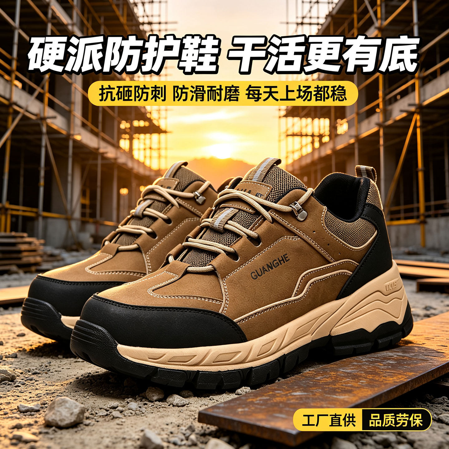 广和带钢头防砸防刺劳保鞋
