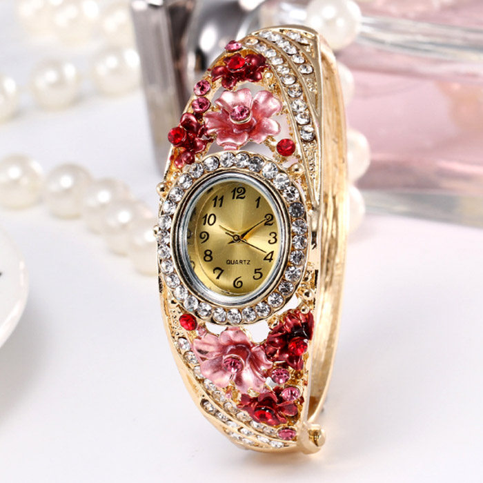 正宗景泰蓝玫瑰花朵镂空手镯手饰日韩简约民族风手镯手表送礼之选