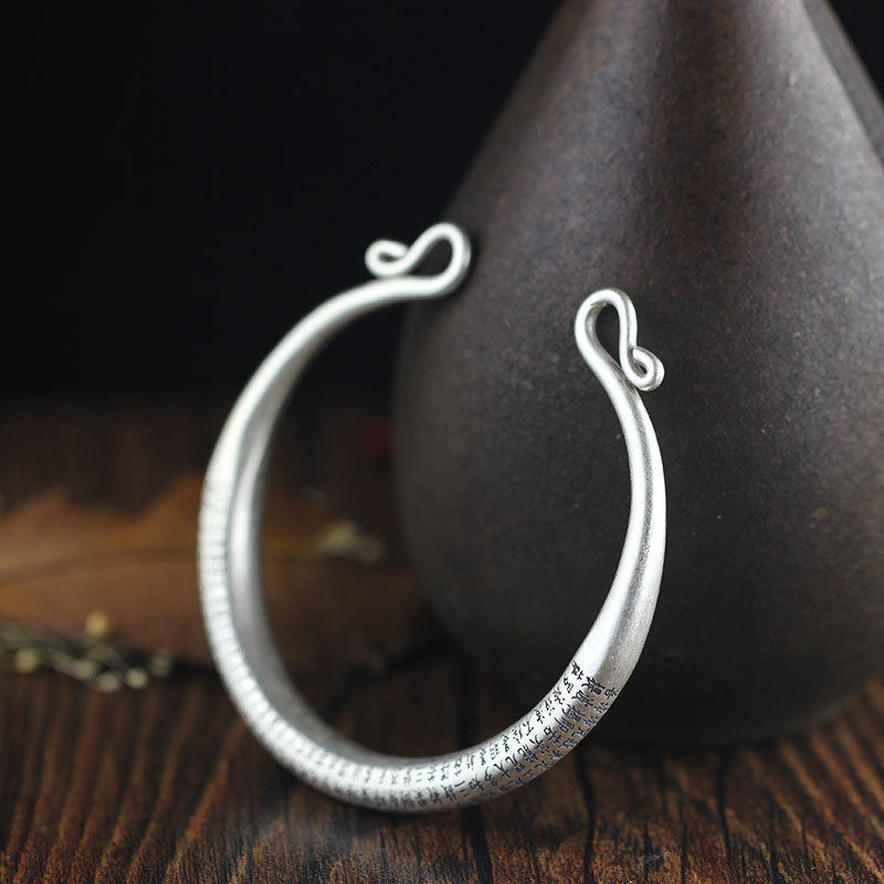 【心经】哑光精工男女通用足银磐若波罗蜜全篇心经手镯。