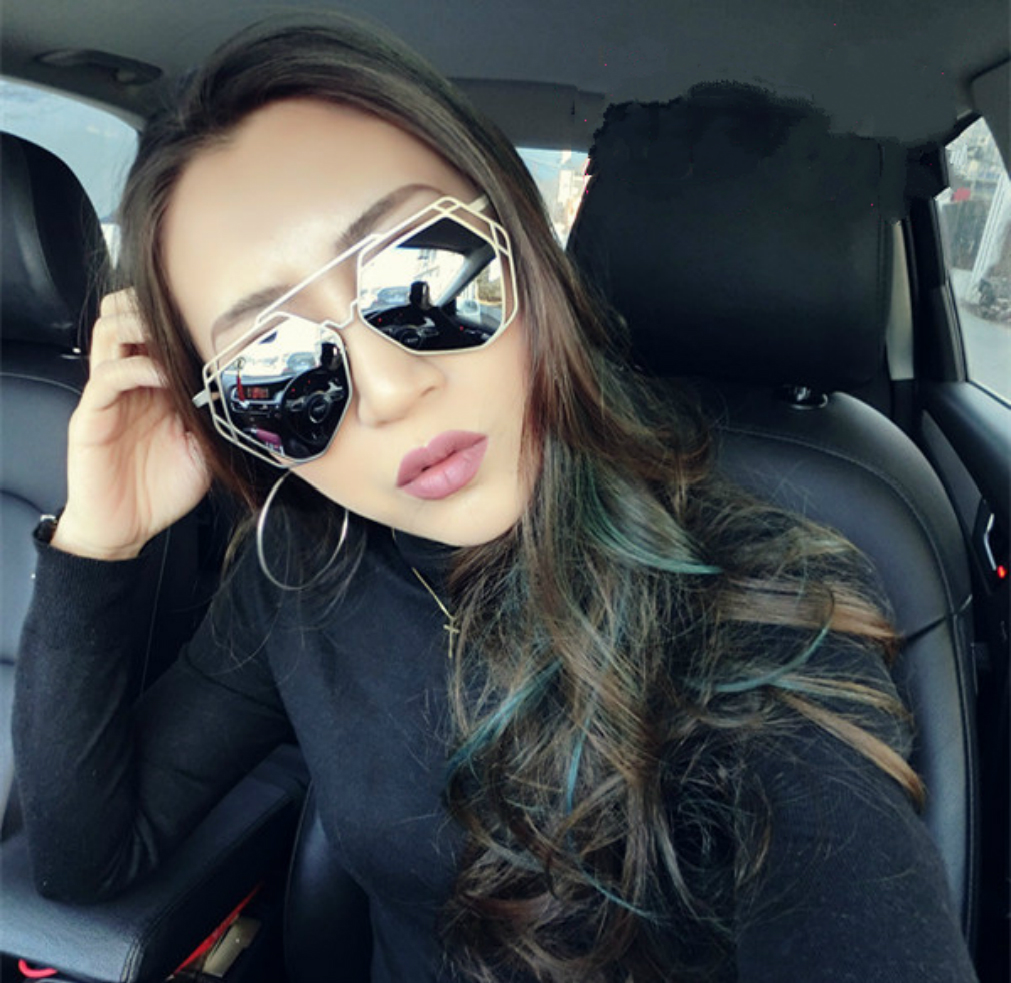 韩国太阳眼镜女 个性街拍大码金属偏光太阳眼镜墨镜女防紫外线