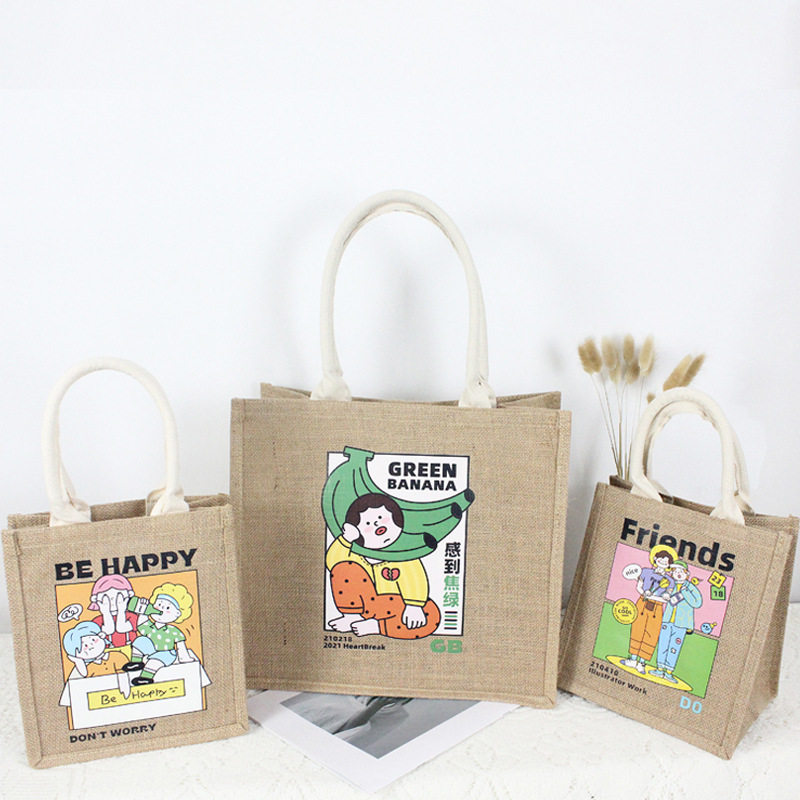 麻布袋无印同款diy亚麻复古黄麻袋环保购物礼品帆布手提袋麻布包