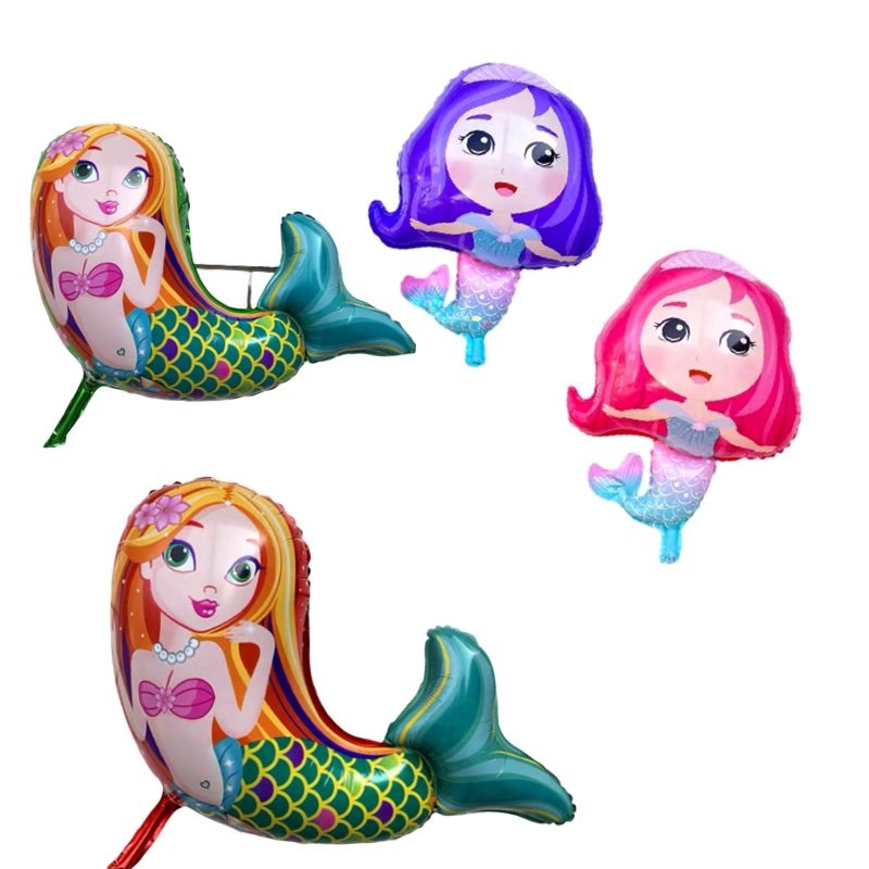 新款人鱼公主铝膜美人鱼飘空气球卡通人物飞天飘空气球