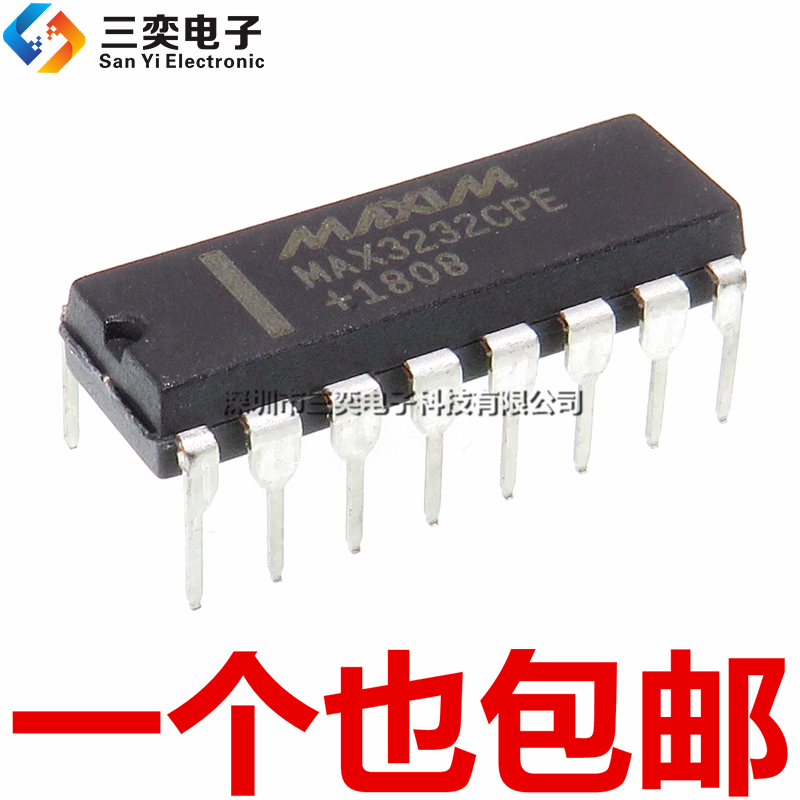进口原装 MAX3232CPE MAX3232EPE+ DIP-16 直插 RS-232收发器芯片