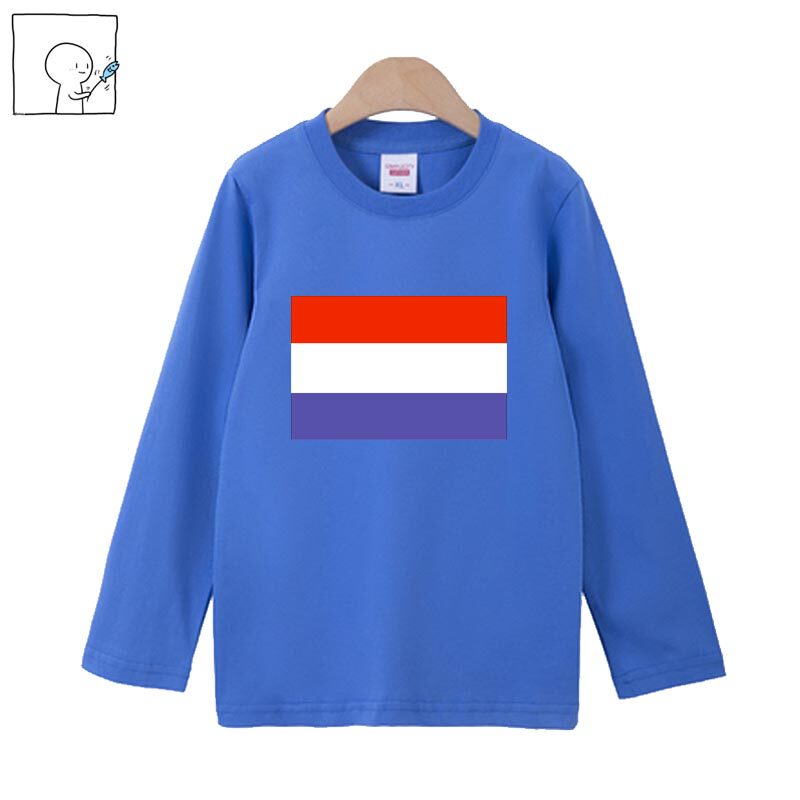荷兰国旗T恤男童长袖女儿童大中小学生班服运动会比赛球衣衫