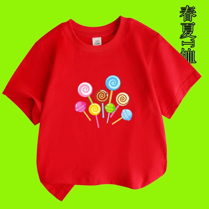 幼儿园棒棒糖女童短袖t恤女孩纯棉夏季小宝宝中大童洋气儿童班服