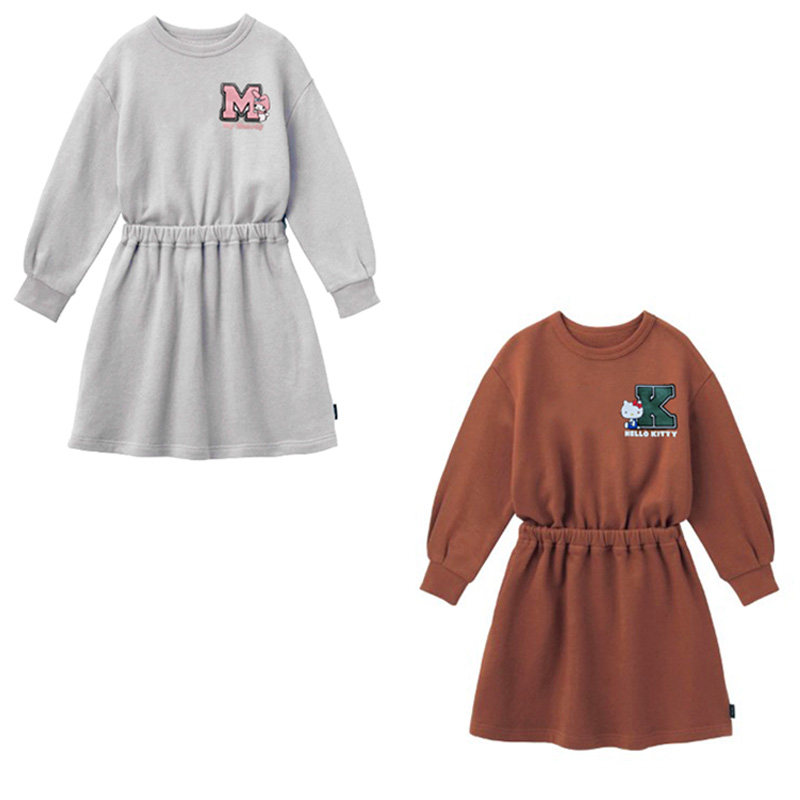 日系千家出口外贸出口女童纯棉春秋 Kitty猫卫衣毛圈连衣裙连身裙