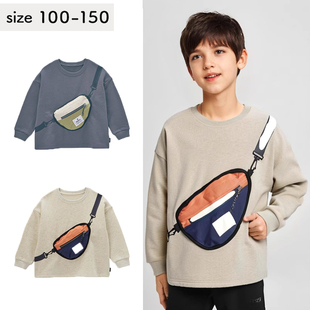 原单童装春秋款男童痞帅 洋气休闲棉质毛圈立体口袋装饰卫衣 长袖
