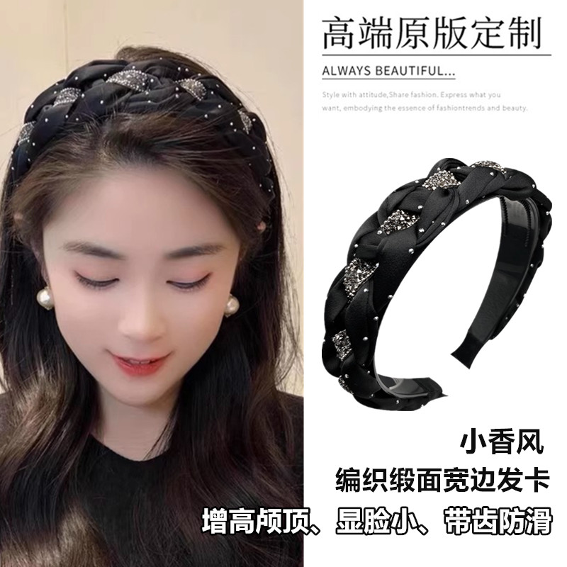 水钻压发头箍高颅顶黑色发箍