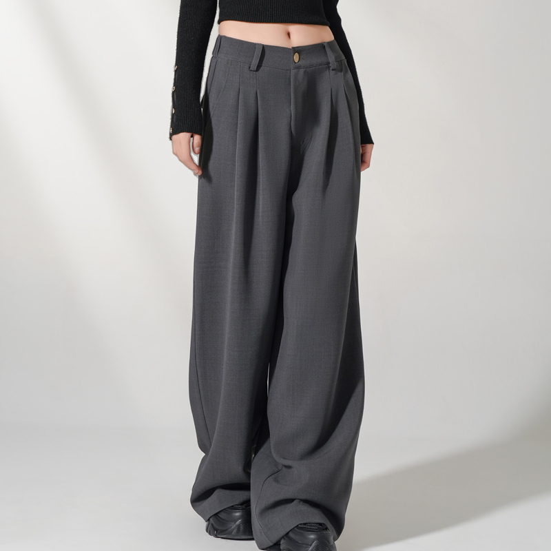 赞爆了的深灰色时髦职业西裤女秋