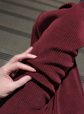 红色灯芯绒阔腿裤女显瘦直筒裤休闲裤子女2025新款今年流行爆款