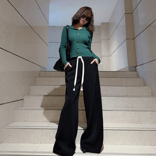 子女秋冬季 女长裤 流行风格 女阔腿裤 加绒加厚松紧腰灯芯绒休闲裤 裤