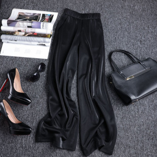 流光面料 女2025新款 加绒裤 女显瘦直筒阔腿裤 长裤 子女垂感休闲裤