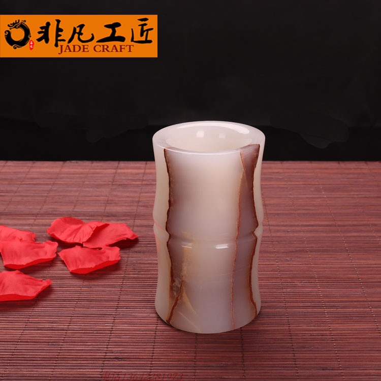 玉石手工艺商务风教师节礼物笔筒