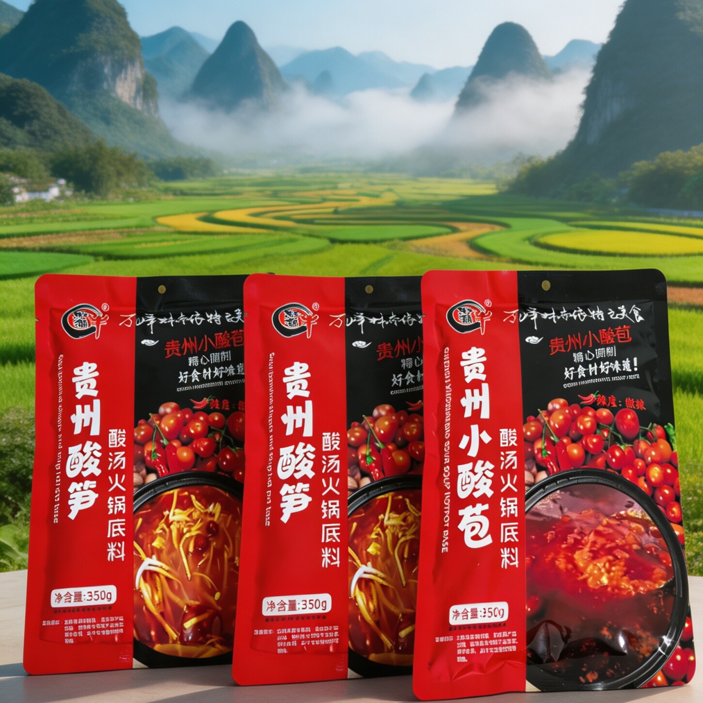 黔锅牛 贵州地道黔味酸笋酸汤底料 350g*3 包 大家庭聚餐优选