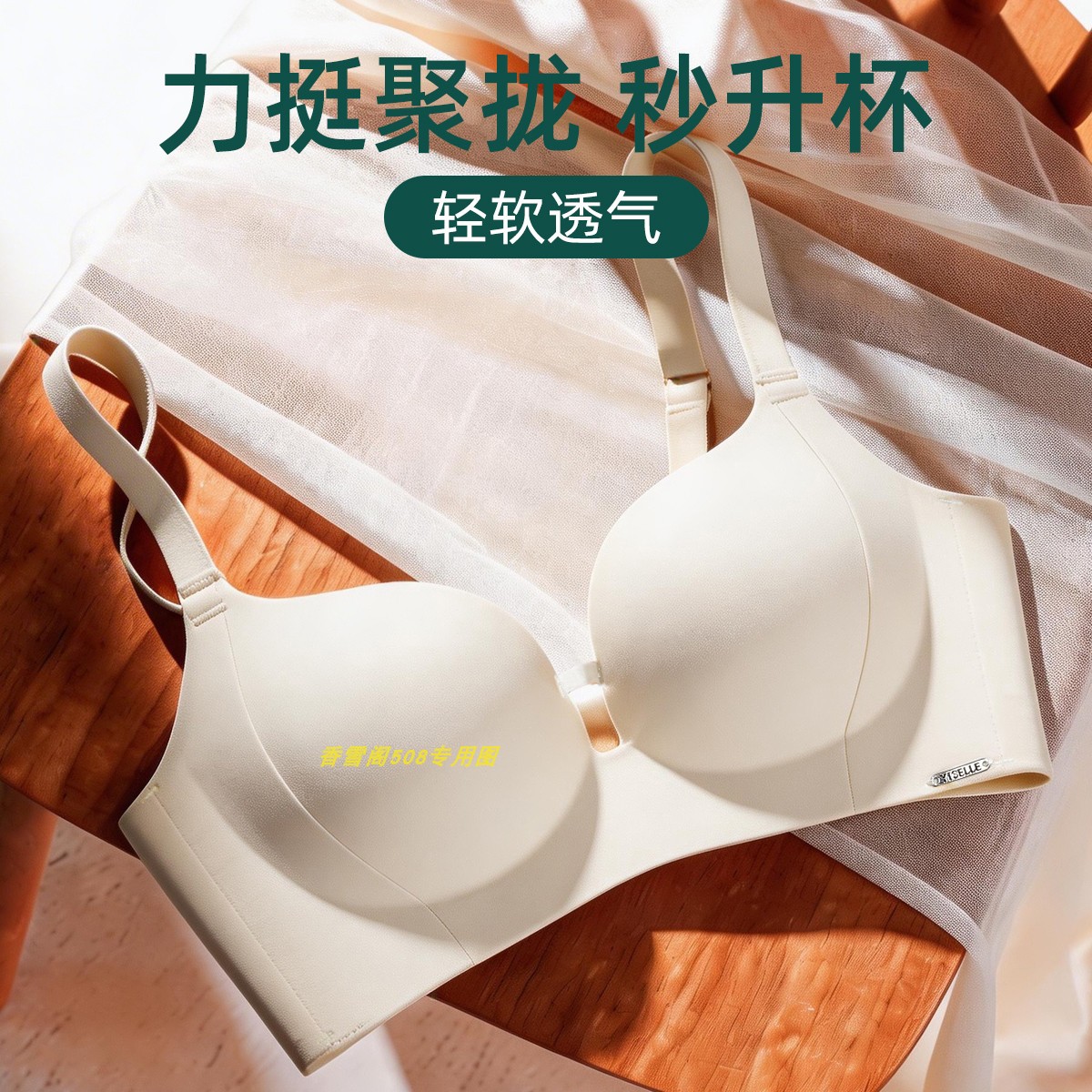伊丝艾拉AB厚杯舒适无钢圈聚拢收副乳光面女士文胸0859专柜正品
