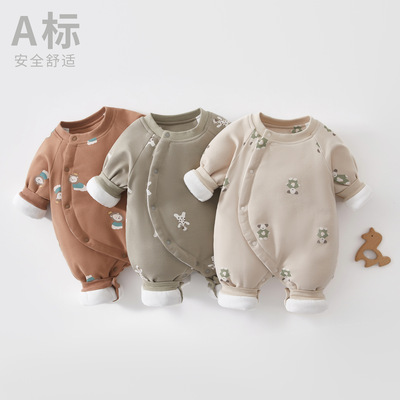 婴儿纯棉外出服秋冬无骨a类哈衣新生儿长袖连体衣爬服连体衣