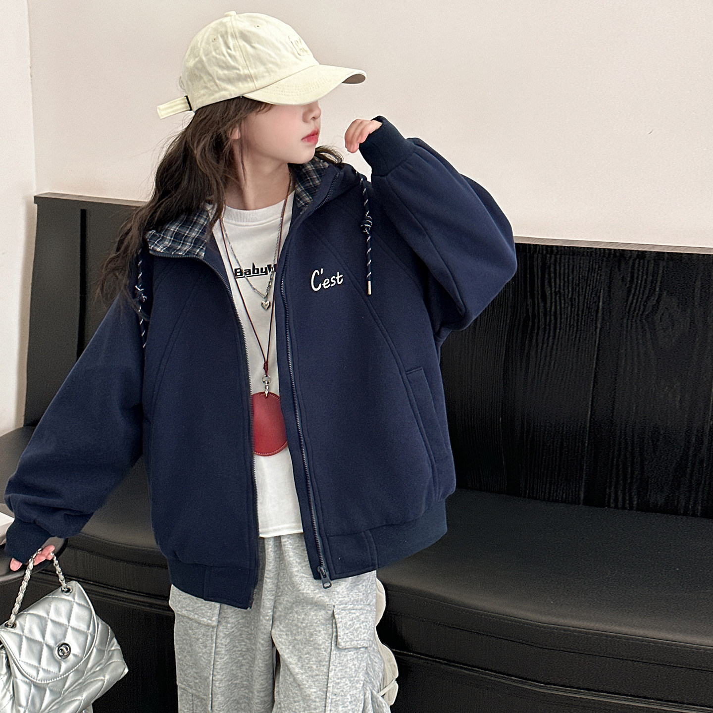女童外套2025新款秋儿童休闲连帽卫衣开衫中大童女孩春秋上衣洋气