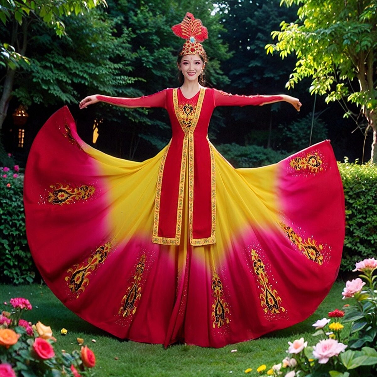 新疆舞蹈服装演出服连衣裙