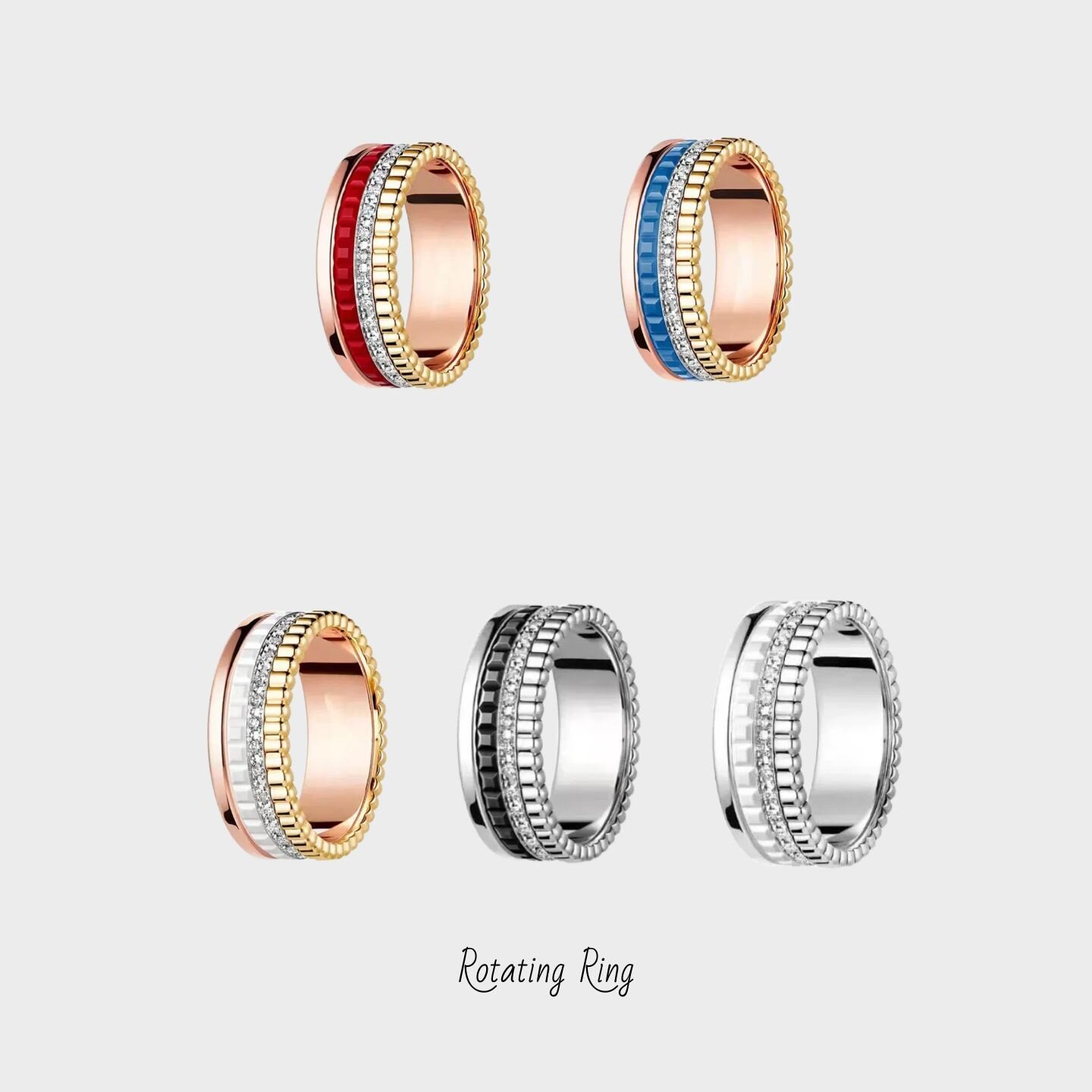 明星同款齿轮可转动戒指男女对戒18K玫瑰金黑白陶瓷情侣指环礼物