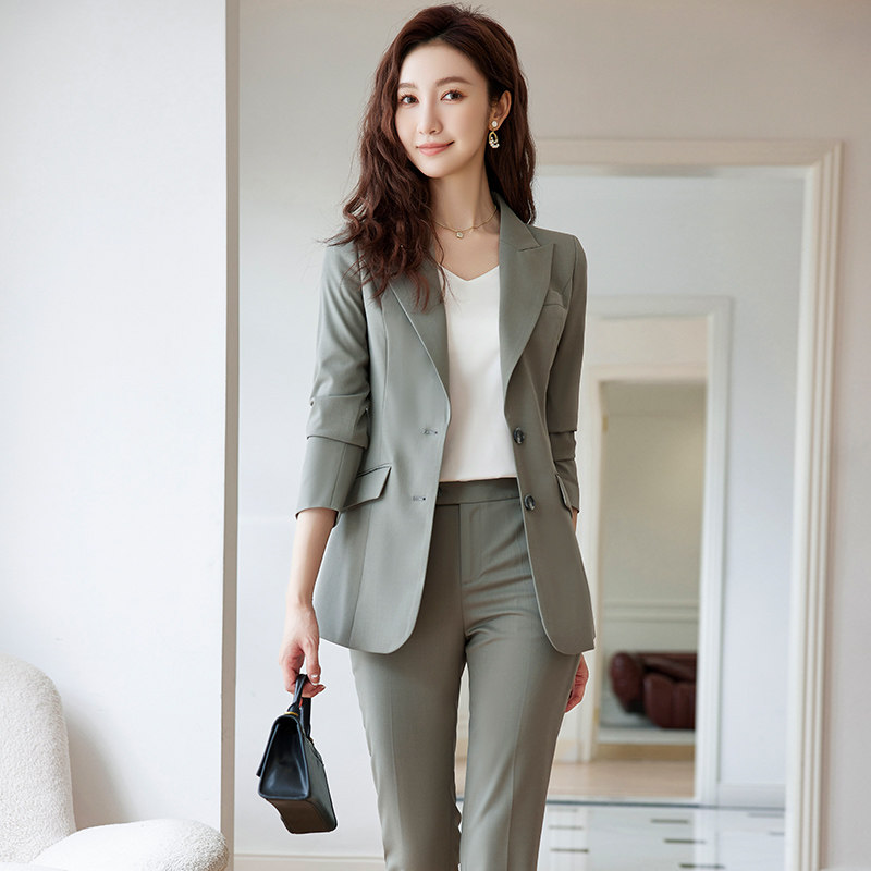 西装套装职业女灰色女神范西服正装外套售楼部酒店经理店长工作服