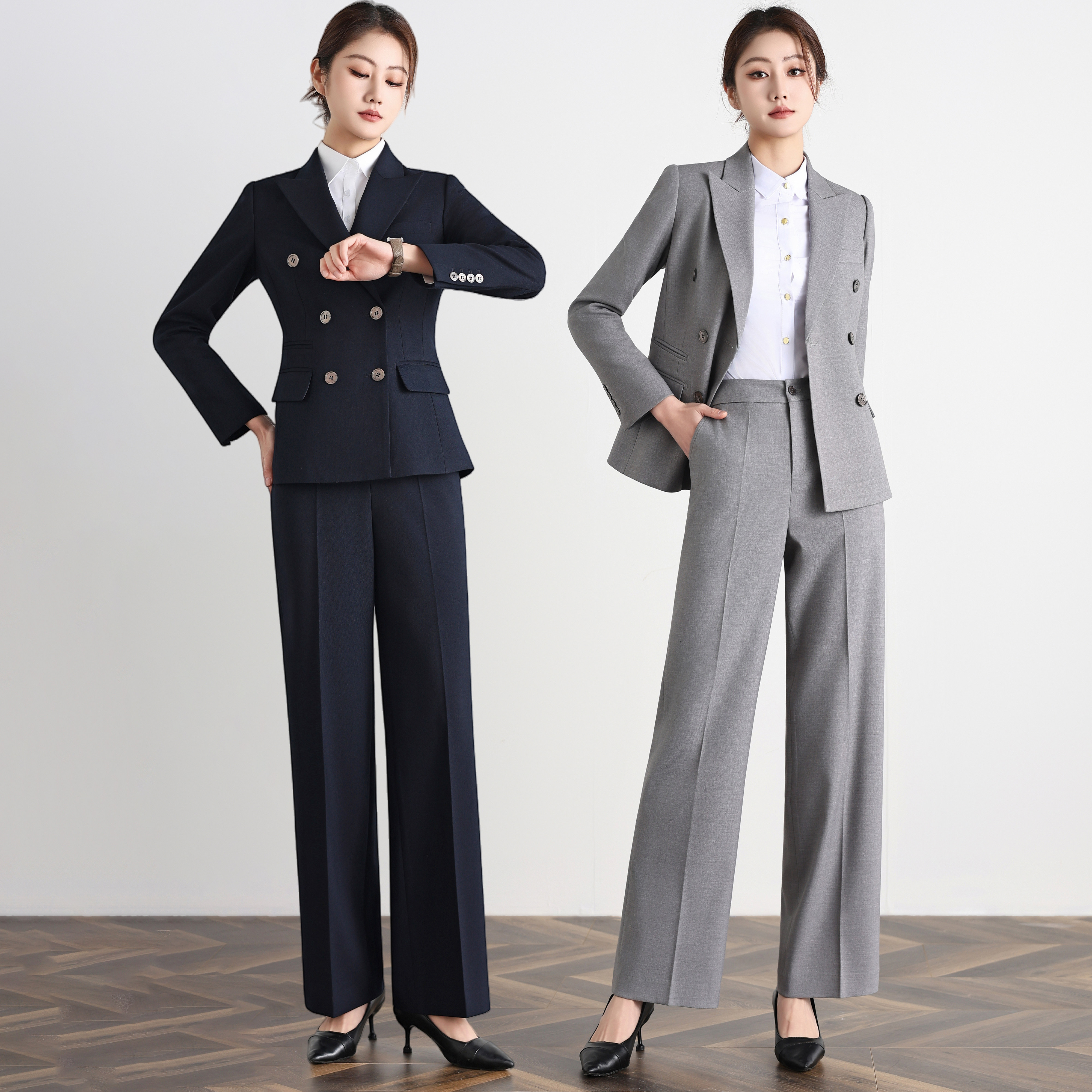 柒雁职业西装套装女春秋气质通勤酒店经理职业装高端商务西服正装