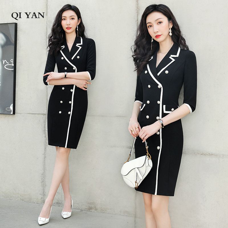 2025夏季新款复古风收腰显瘦小黑裙气质女神范法式职业女装连衣裙